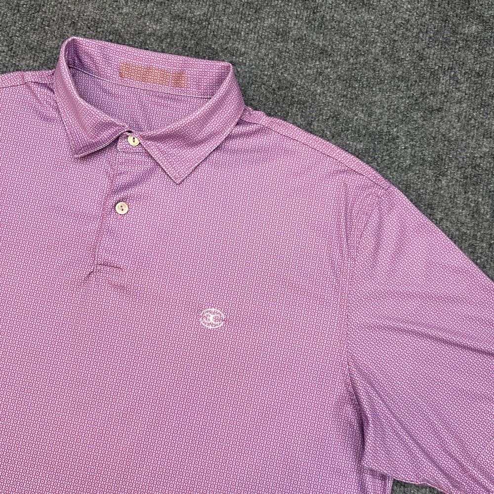 Peter Millar Featherweight Melange Polo Shirt Purple Men Large Golf UPF 50+